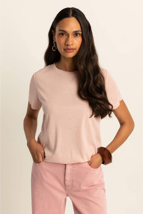 Expresso T-shirt lichtroze met glitter