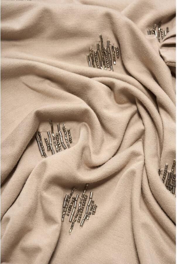 Expresso T-shirt met kraaltjes beige - Foto 2