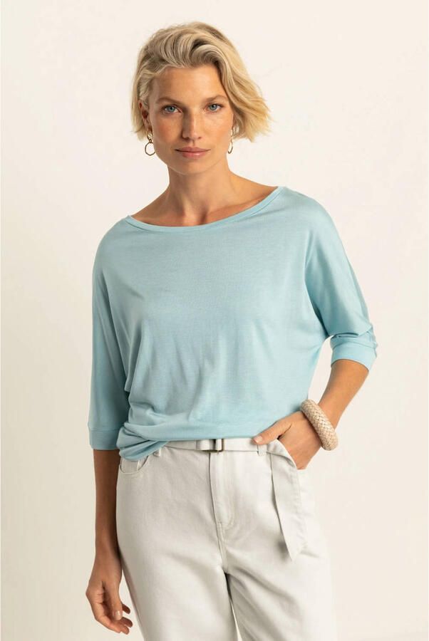 Expresso top lichtblauw gebreid