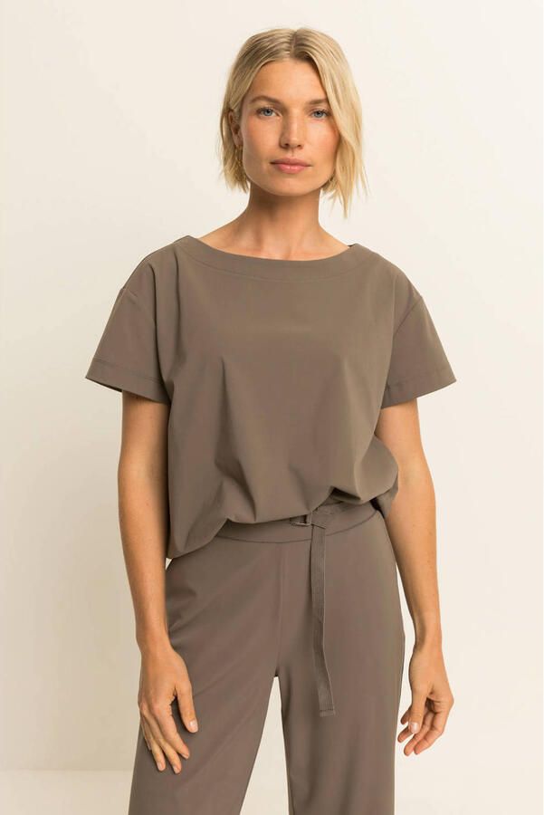 Expresso travelstof top lichtbruin