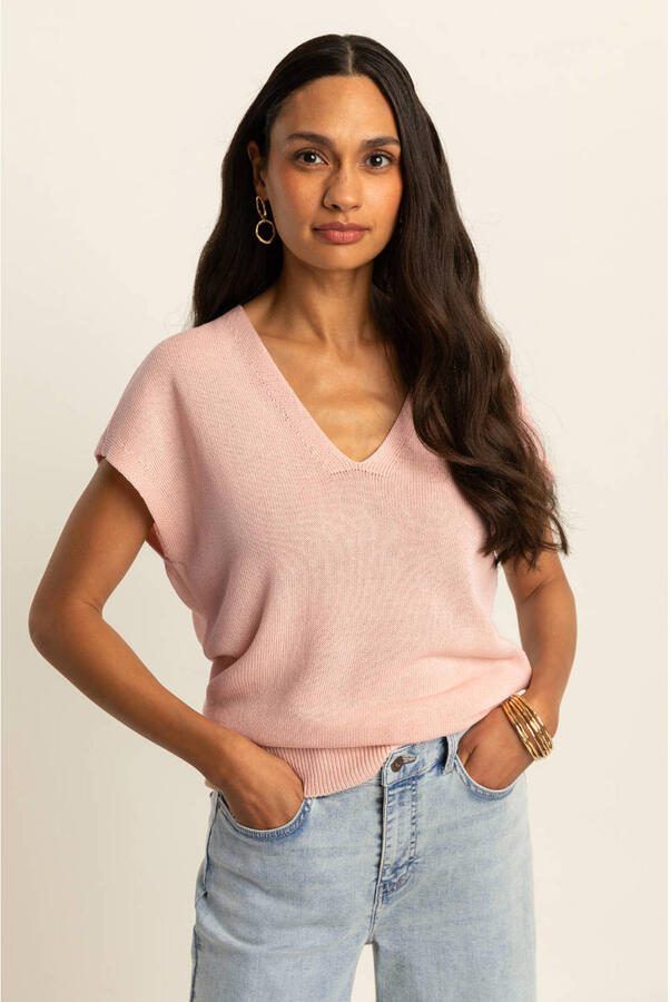 Expresso top lichtroze gebreid