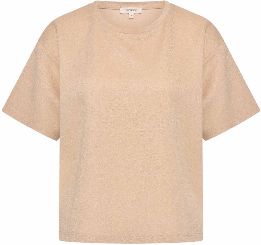 Expresso top met glitters beige