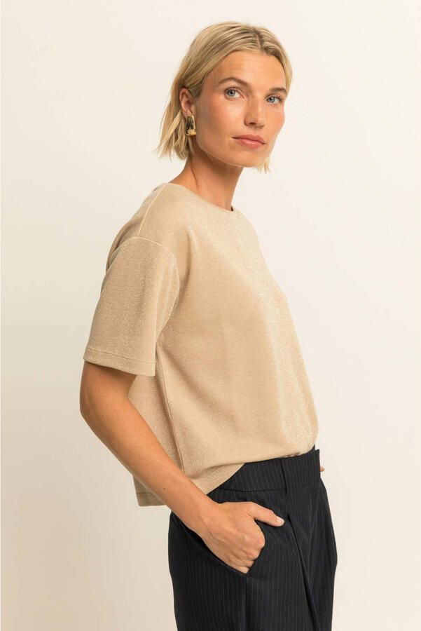 Expresso top met glitters beige - Foto 3
