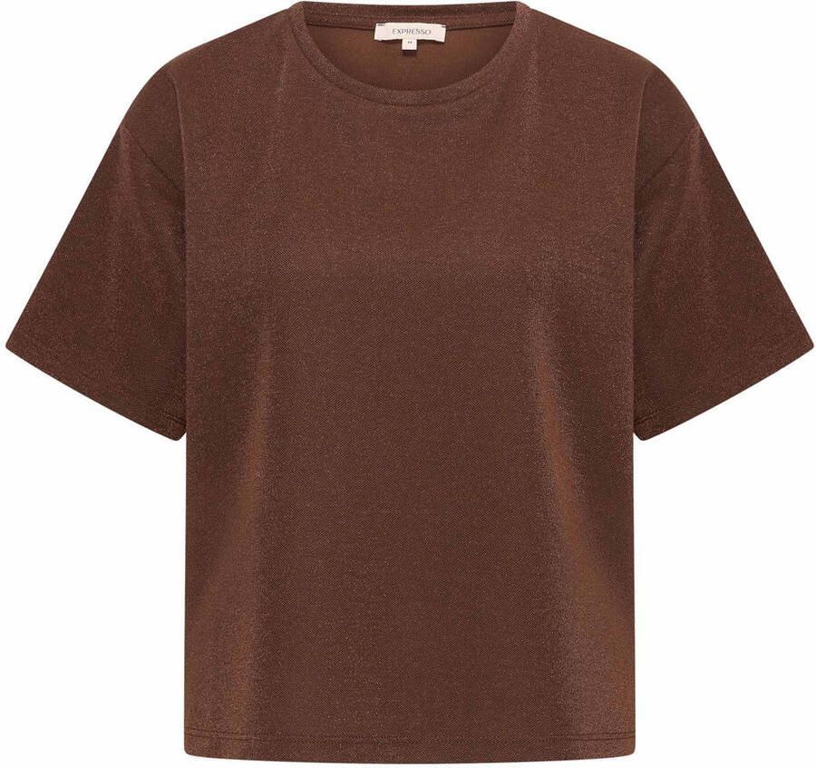 Expresso top met glitters bruin