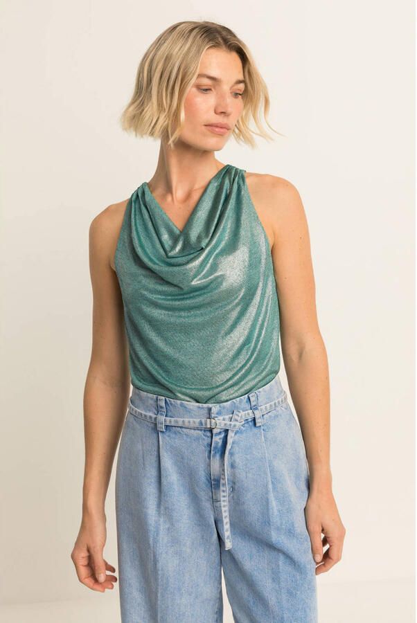 Expresso top met lurex blauw