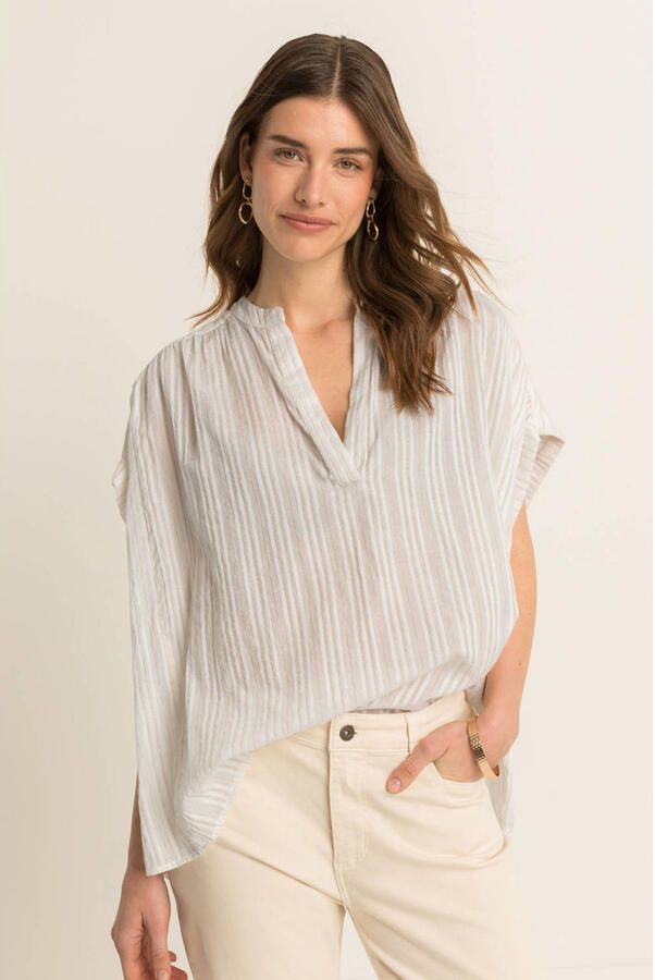 Expresso top met lurex crème