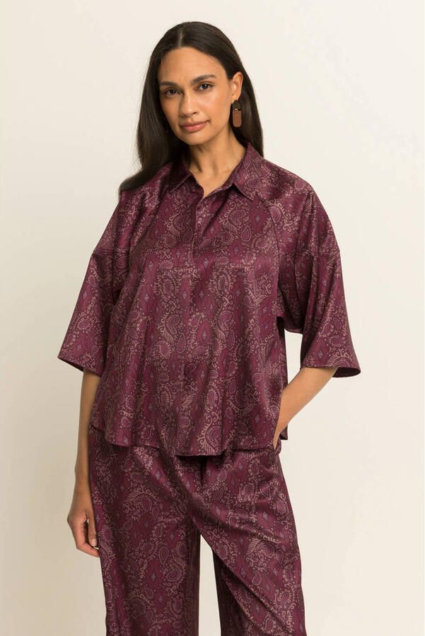 Expresso top met paisley donkerrood