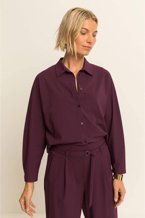 Expresso travelstof blouse donkerpaars