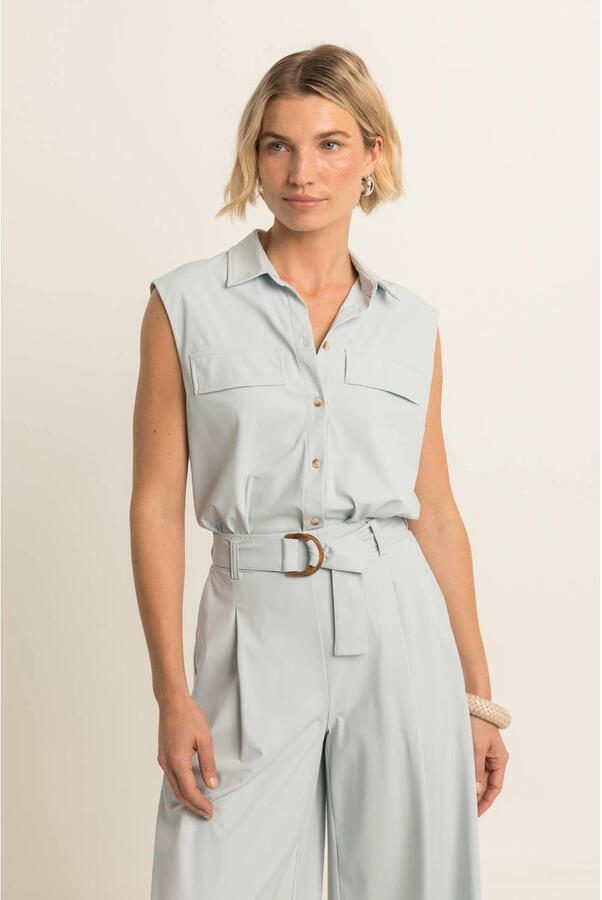 Expresso travelstof blouse lichtblauw