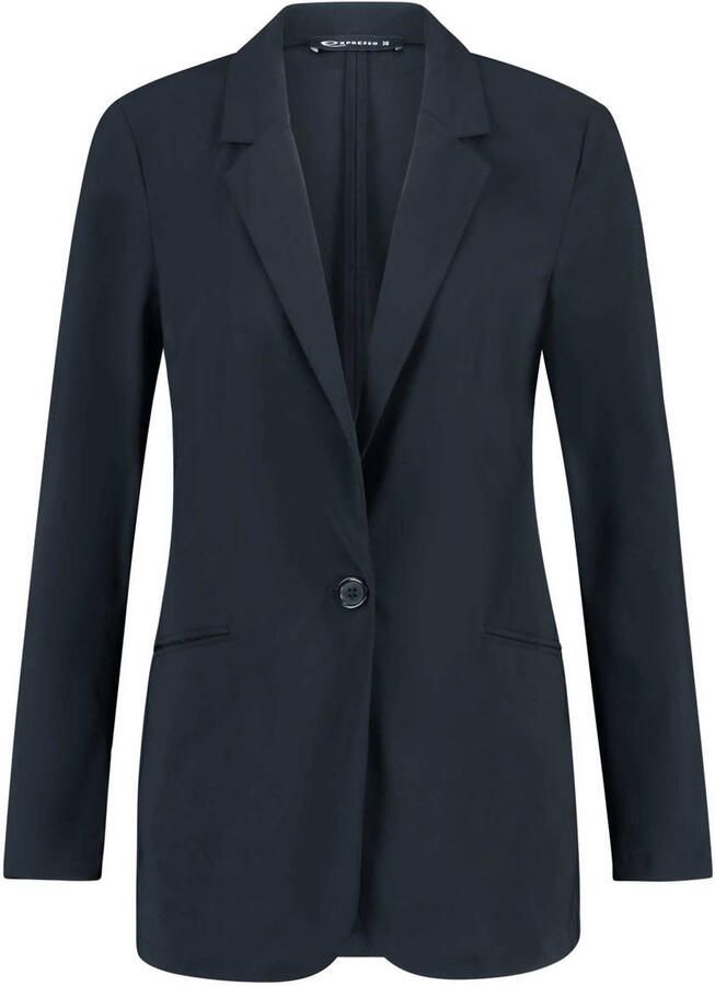 Expresso travelstof getailleerde blazer donkerblauw gebreid