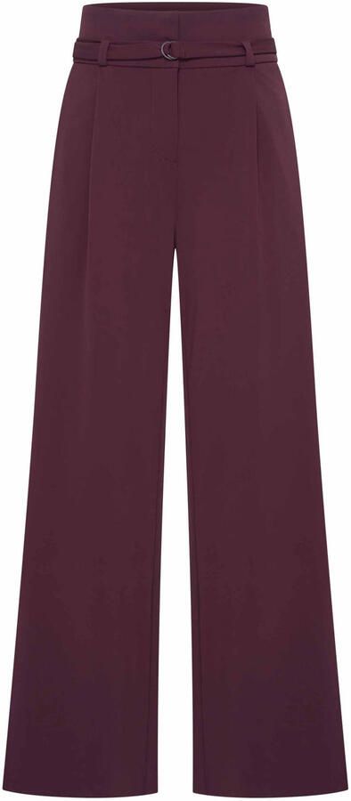 Expresso travelstof high waist wide leg broek roodbruin
