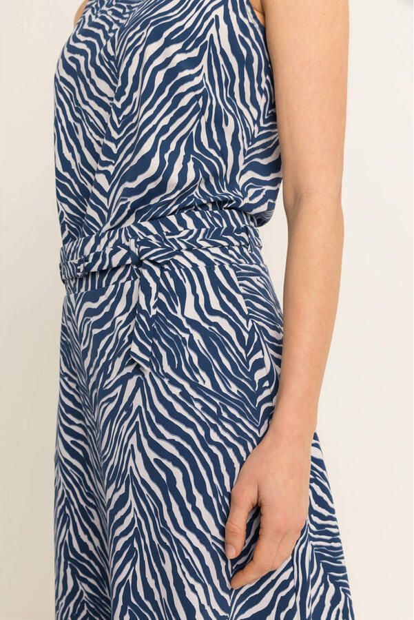 Expresso travelstof midi rok met ceintuur en print blauw - Foto 2