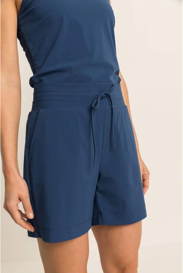 Expresso travelstof regular fit casual short blauw