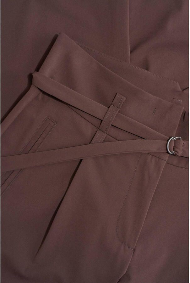 Expresso travelstof straight high waist broek donkerbruin - Foto 2