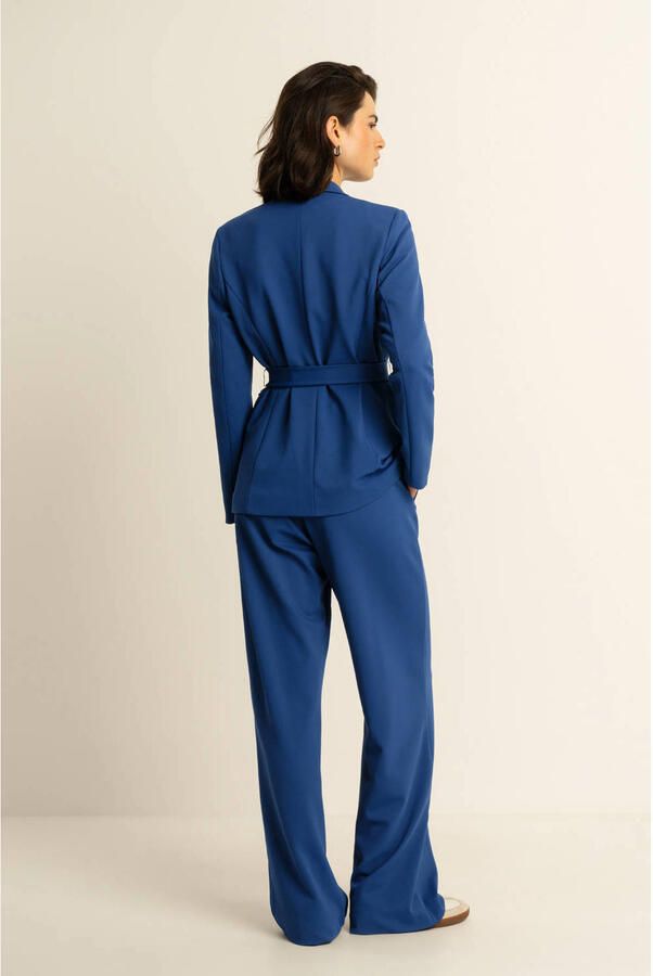 Expresso travelstof wide leg broek blauw - Foto 2