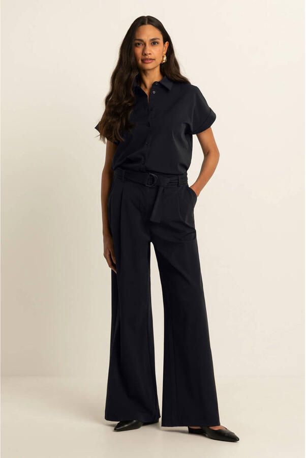 Expresso travelstof wide leg high waist palazzo broek