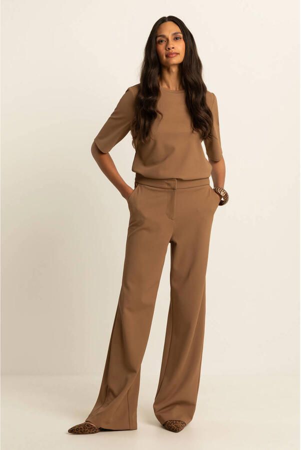 Expresso travelstof wide leg high waist pantalon