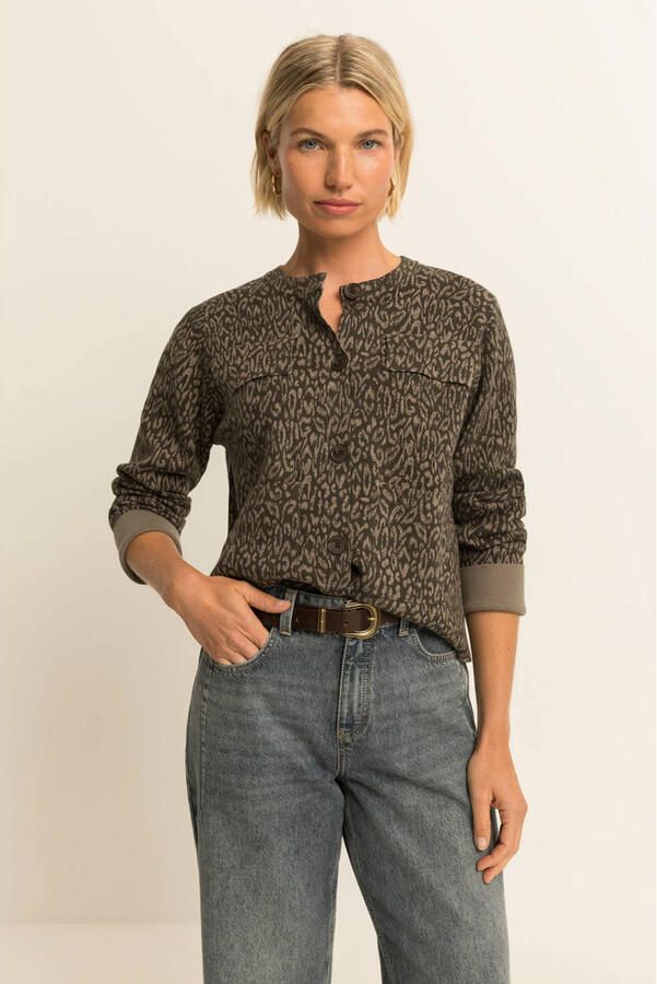 Expresso vest met print taupe