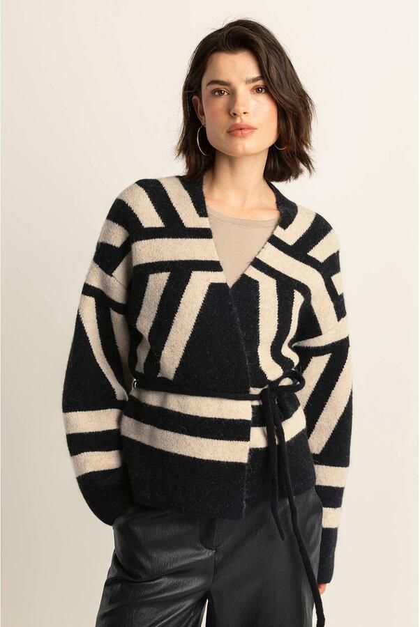 Expresso vest zwart gebreid