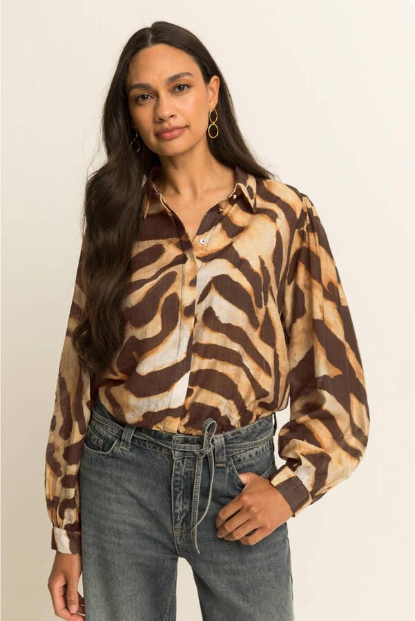 Expresso viscose blouse met print meerkleurig