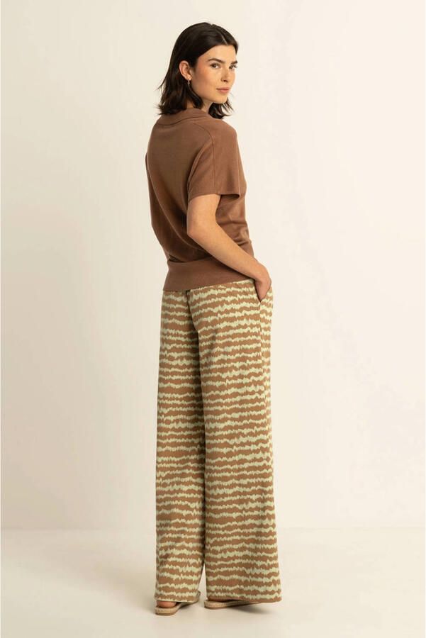 Expresso wide leg broek bruin travelstof - Foto 3
