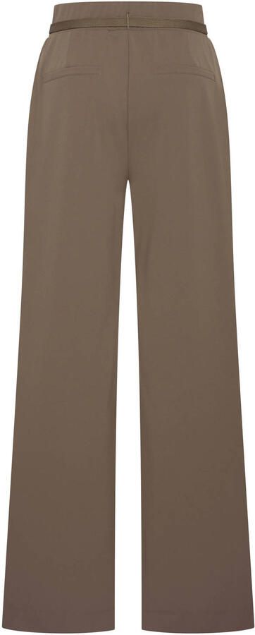 Expresso wide leg broek met ceintuur lichtbruin - Foto 2