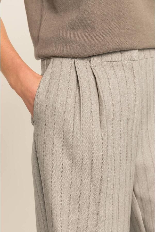 Expresso wide leg broek met krijtstreep grijs - Foto 2