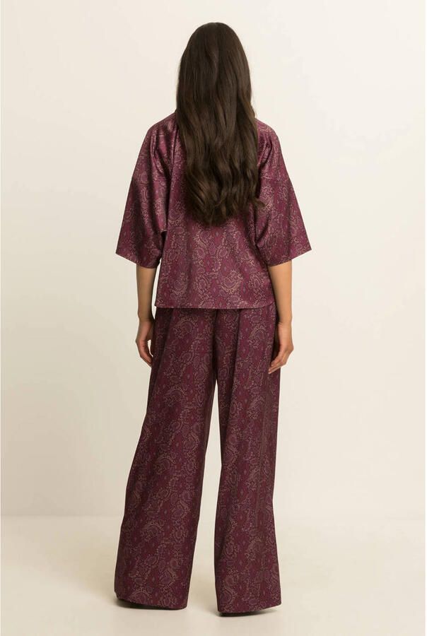 Expresso wide leg broek met paisley donkerrood - Foto 2