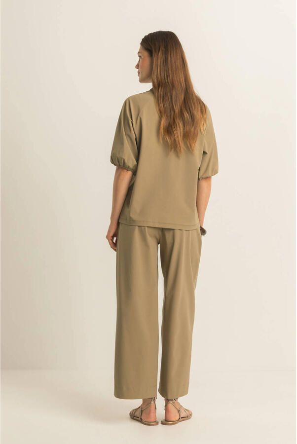 Expresso wide leg broek travelstof kakigroen - Foto 2