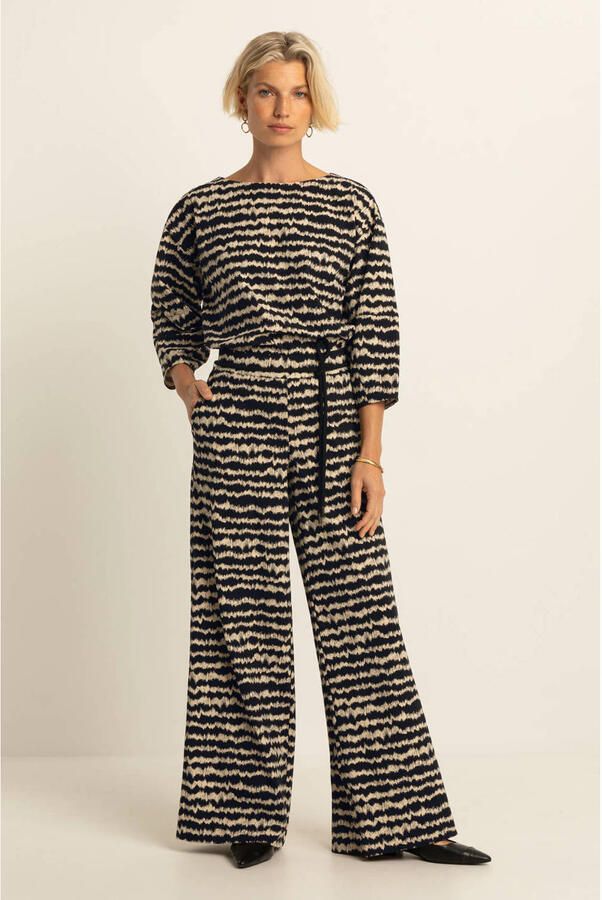 Expresso wide leg broek zwart travelstof