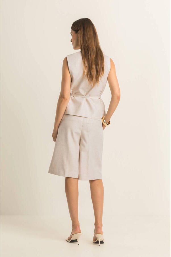 Expresso wide leg high waist bermuda short ecru - Foto 3