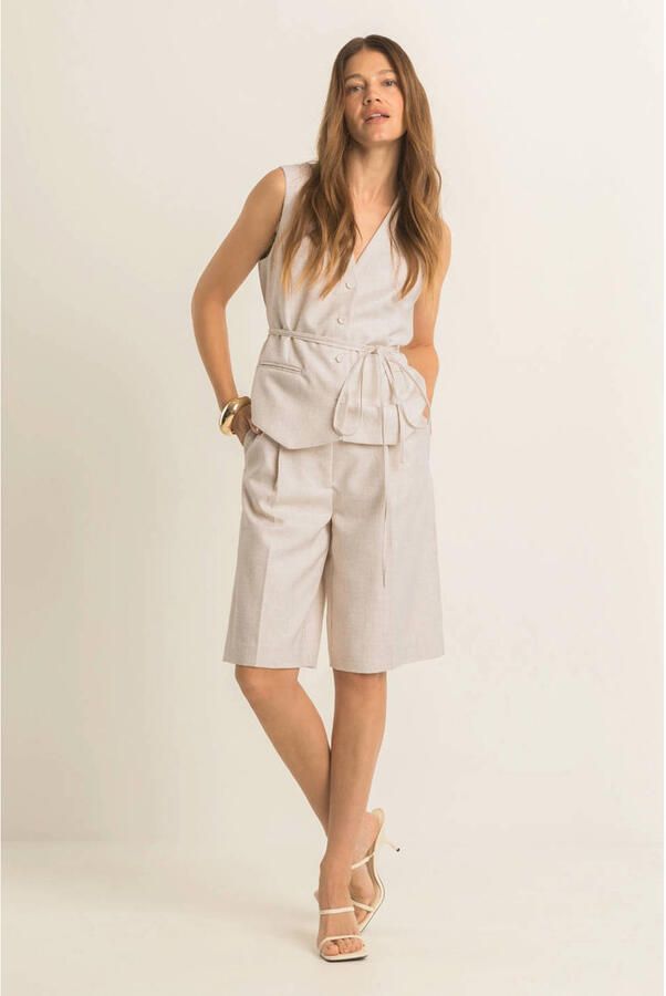 Expresso wide leg high waist bermuda short ecru - Foto 2