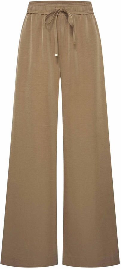 Expresso wide leg high waist broek grijsgroen gebreid