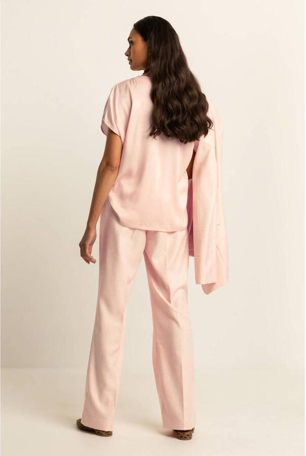 Expresso wide leg high waist broek lichtroze