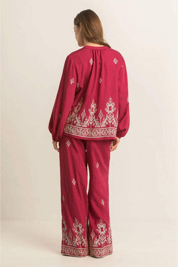 Expresso wide leg high waist broek rood - Foto 2