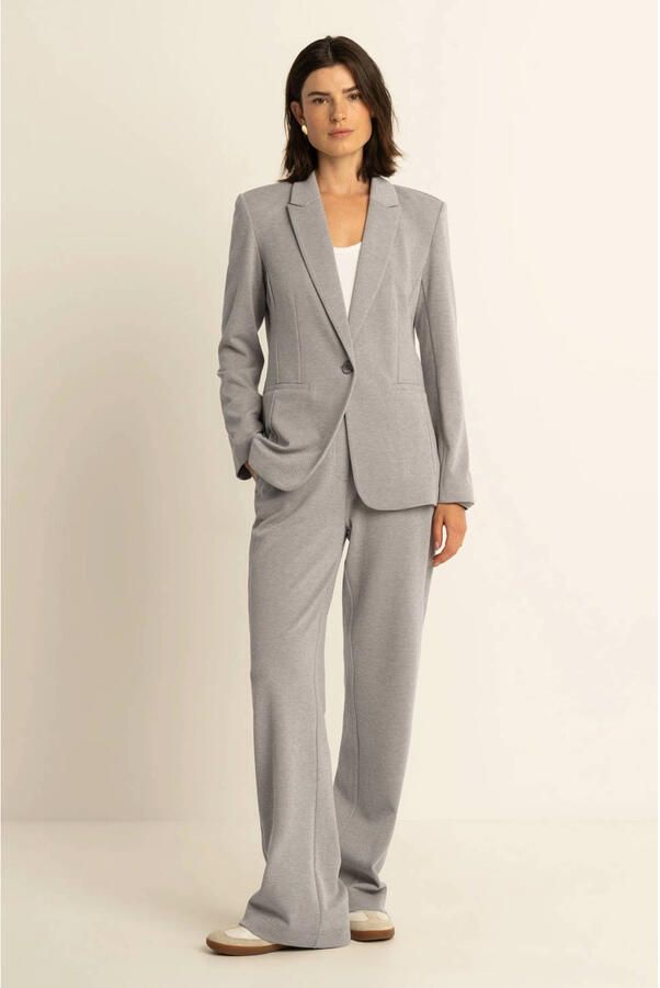 Expresso wide leg high waist flared broek beige