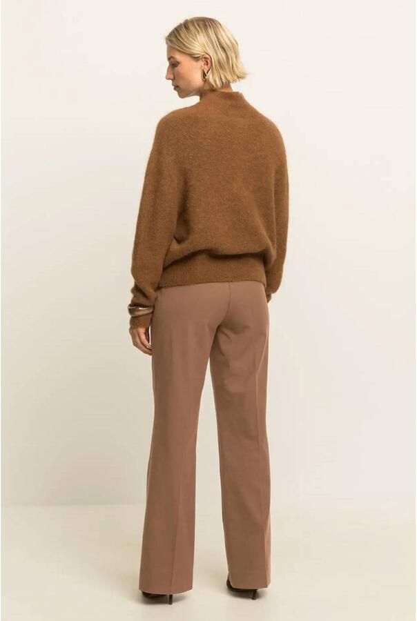 Expresso wide leg pantalon met wol bruin - Foto 2