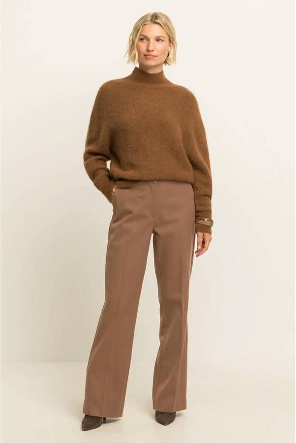 Expresso wide leg pantalon met wol bruin