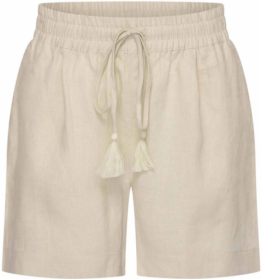 Expresso wide leg regular waist casual short linnen beige