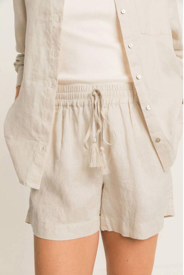 Expresso wide leg regular waist casual short linnen beige - Foto 2