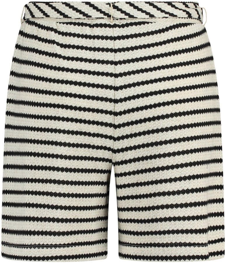 Expresso wide leg regular waist gestreepte casual short zwart - Foto 2