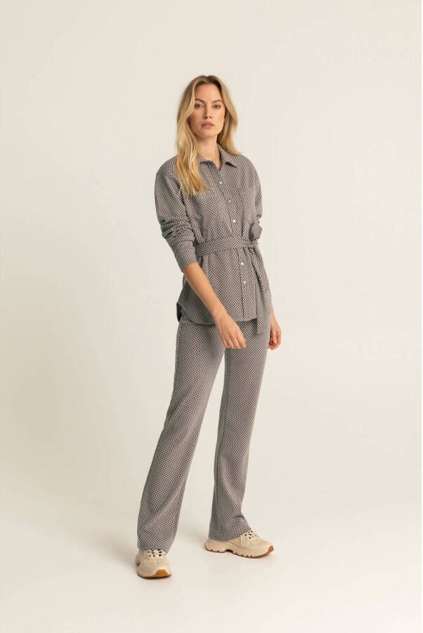 Expresso jersey flared broek in taupe grijs