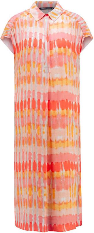 Expresso midi-jurk met tie-dye print oranje koraal roze