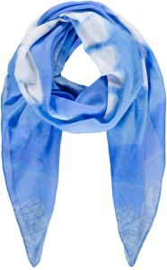 Expresso sjaal met all-over tie dye print blauw