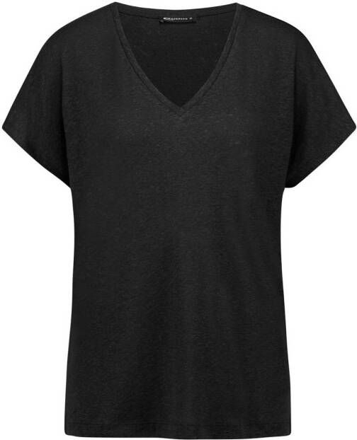 Expresso T-shirt met linnen zwart