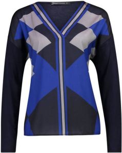 Expresso top met all over print donkerblauw