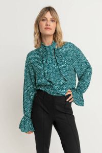 Expresso top met all over print turquoise