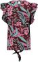29FT blouse met bladprint en ruches paars roze groen Meisjes Viscose Ronde hals 116-122 - Thumbnail 2