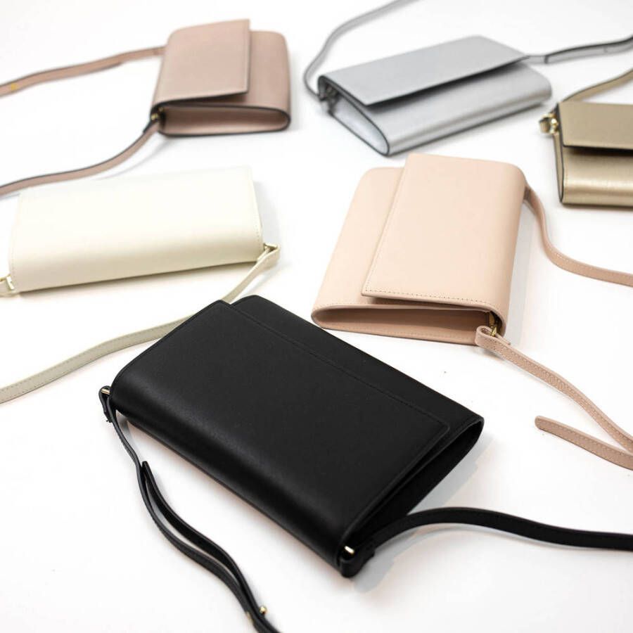 Abrazi leren clutch Jackie zwart