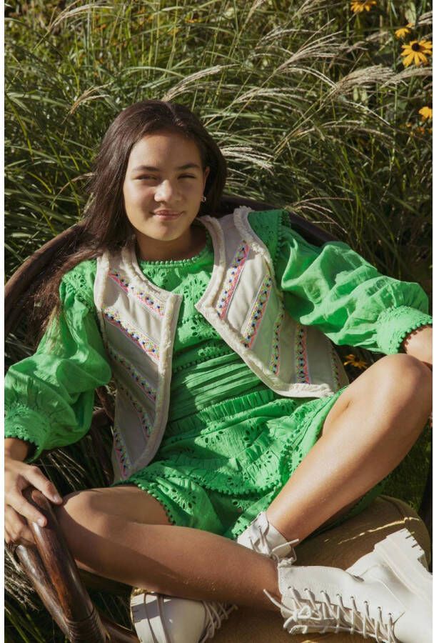 AI&KO longsleeve Isabelle met ruches groen